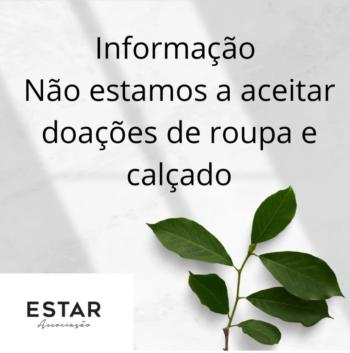 Roupa e Calçado: Doações Temporariamente Interrompidas