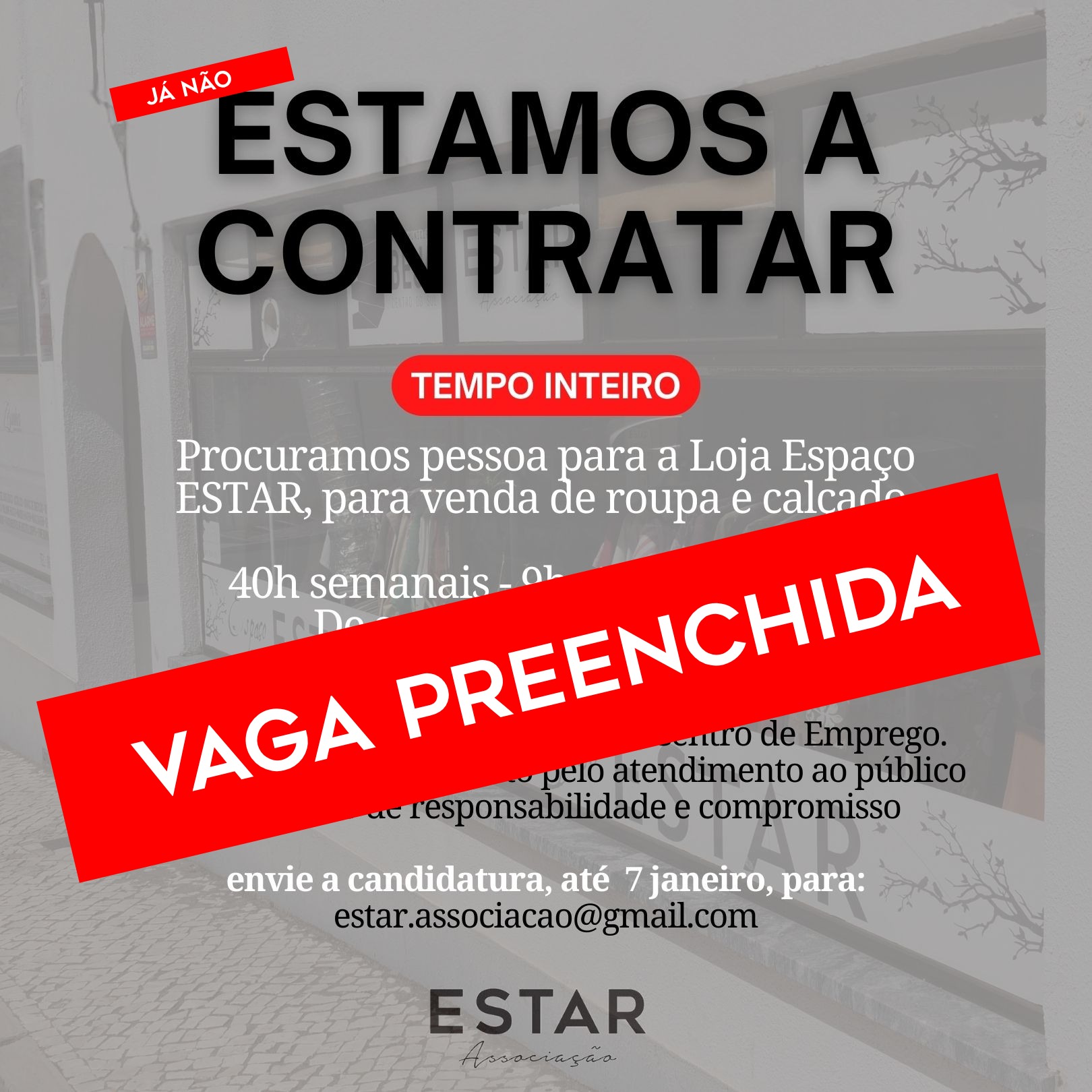 ESTAR: Vaga Preenchida